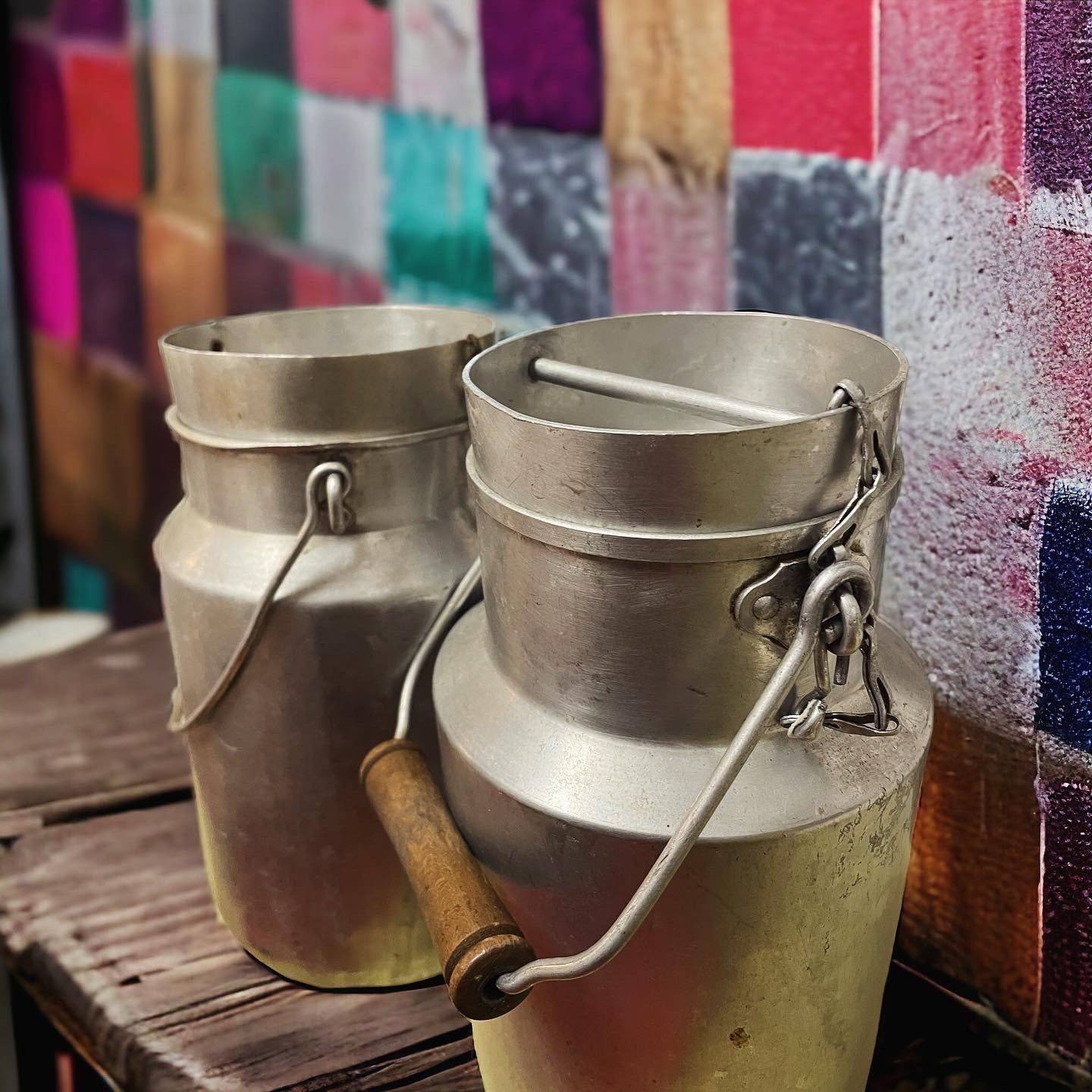 Pair of antique milk churns