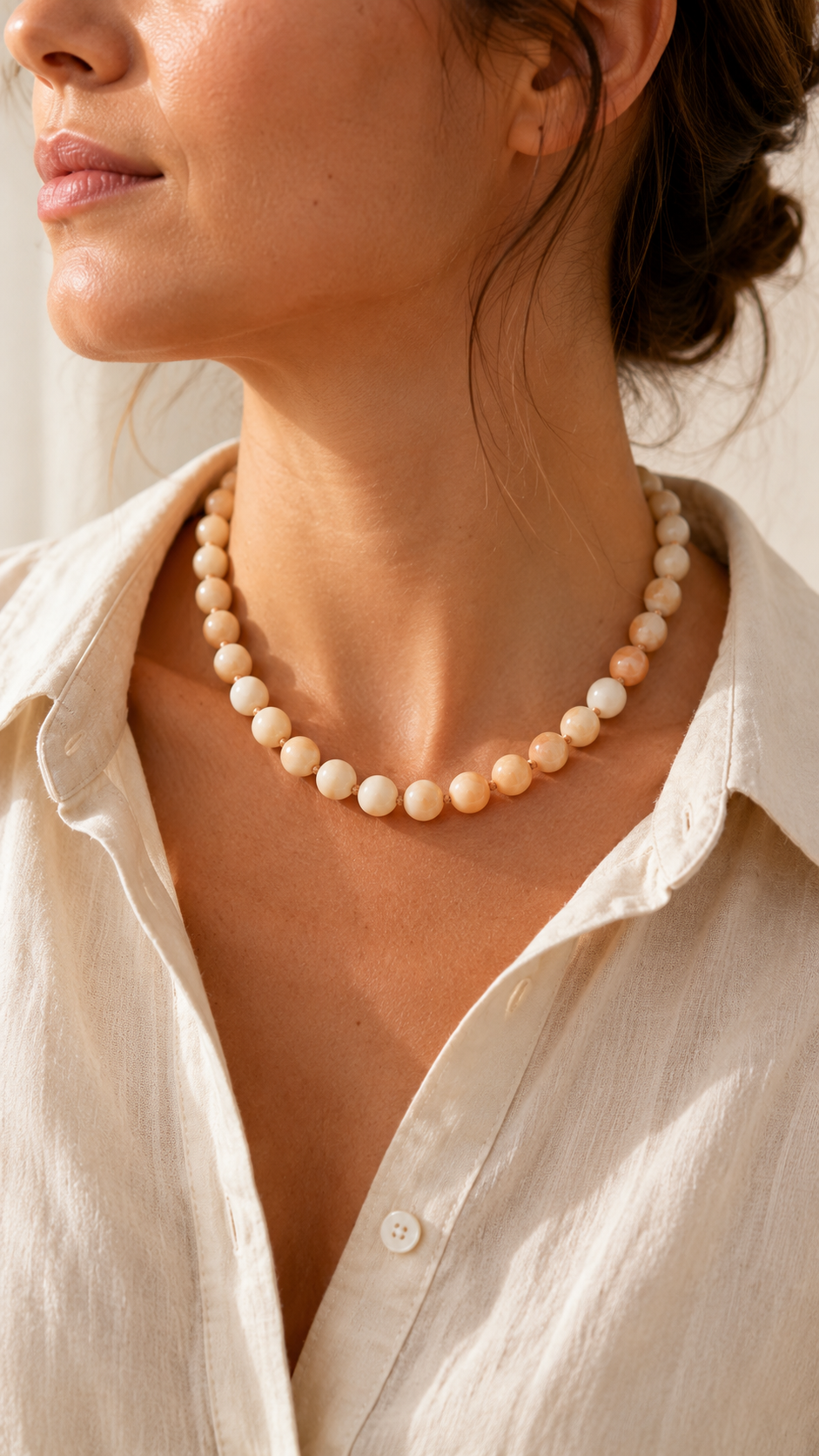 Collana in perle di autentica conchiglia corniola