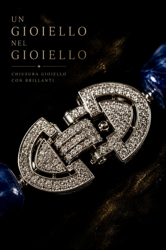 Splendida collana in autentica sodalite con chiusura gioiello