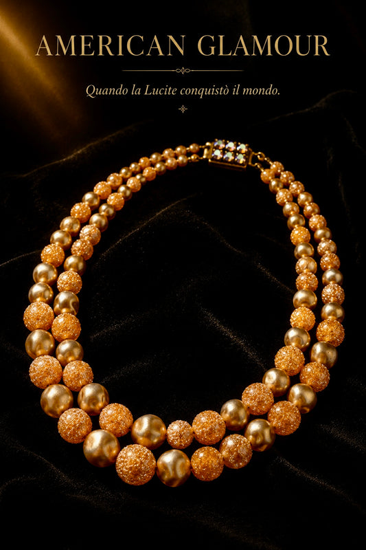 Collana costume jewellery made in USA doppio filo degradé con sugar beads
