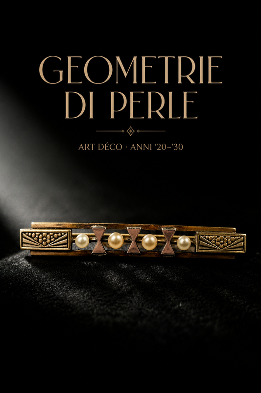 Spilla antica art déco placcata oro ORIA con geometria di perle