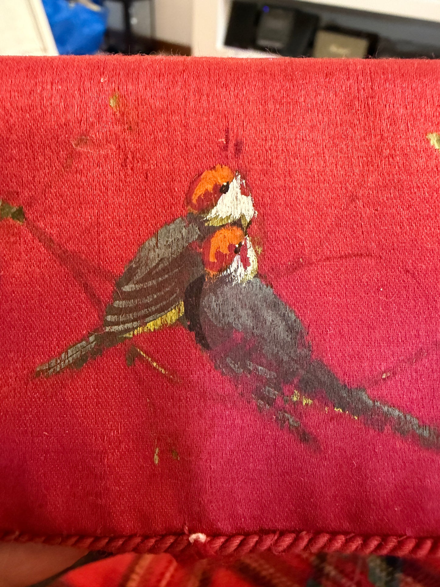 Porta aghi needle case in seta dipinta a mano, fine ‘800, astuccio con cartonato originale interno