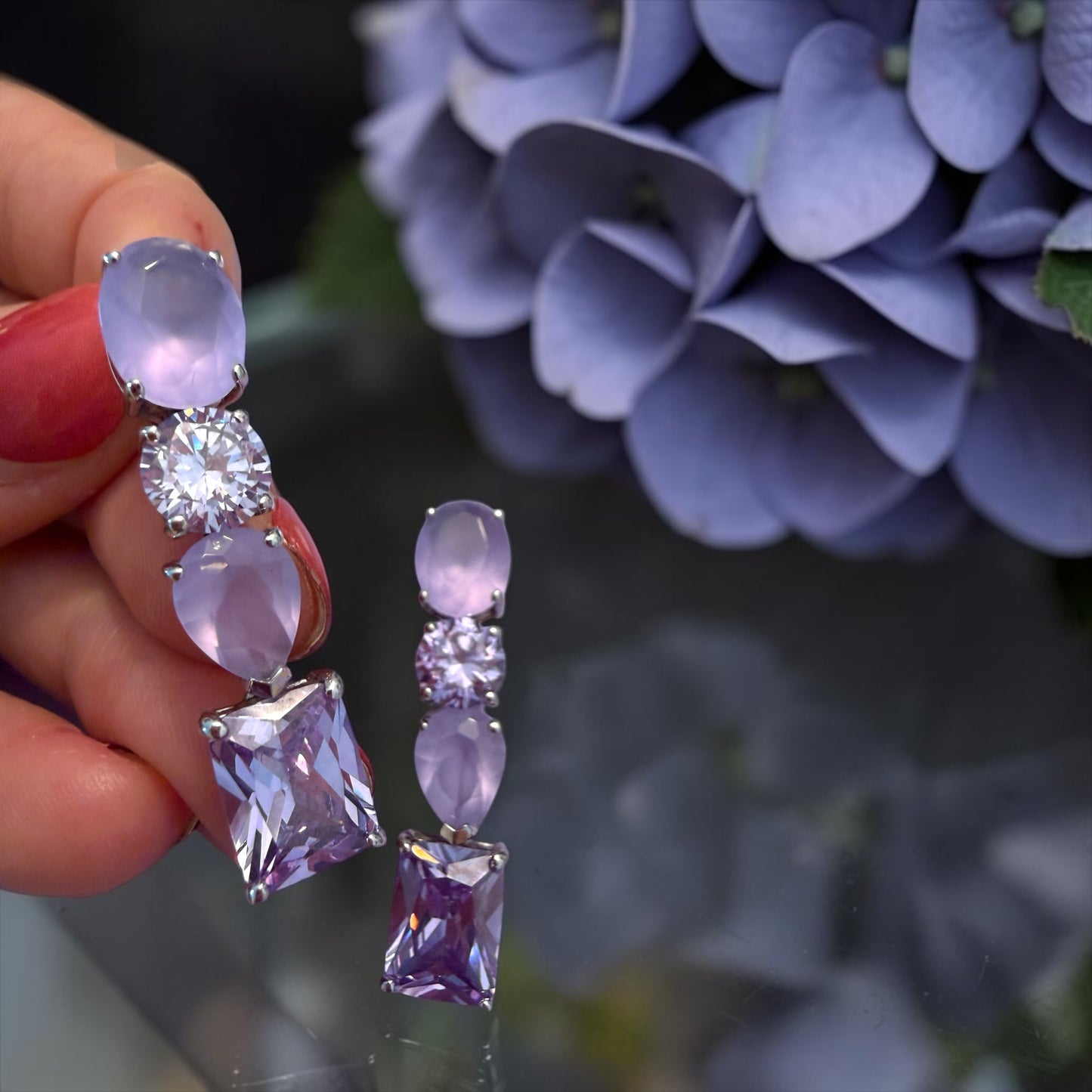 Orecchini in argento 925 e zirconi toni Lavanda, Ottaviani gioielli