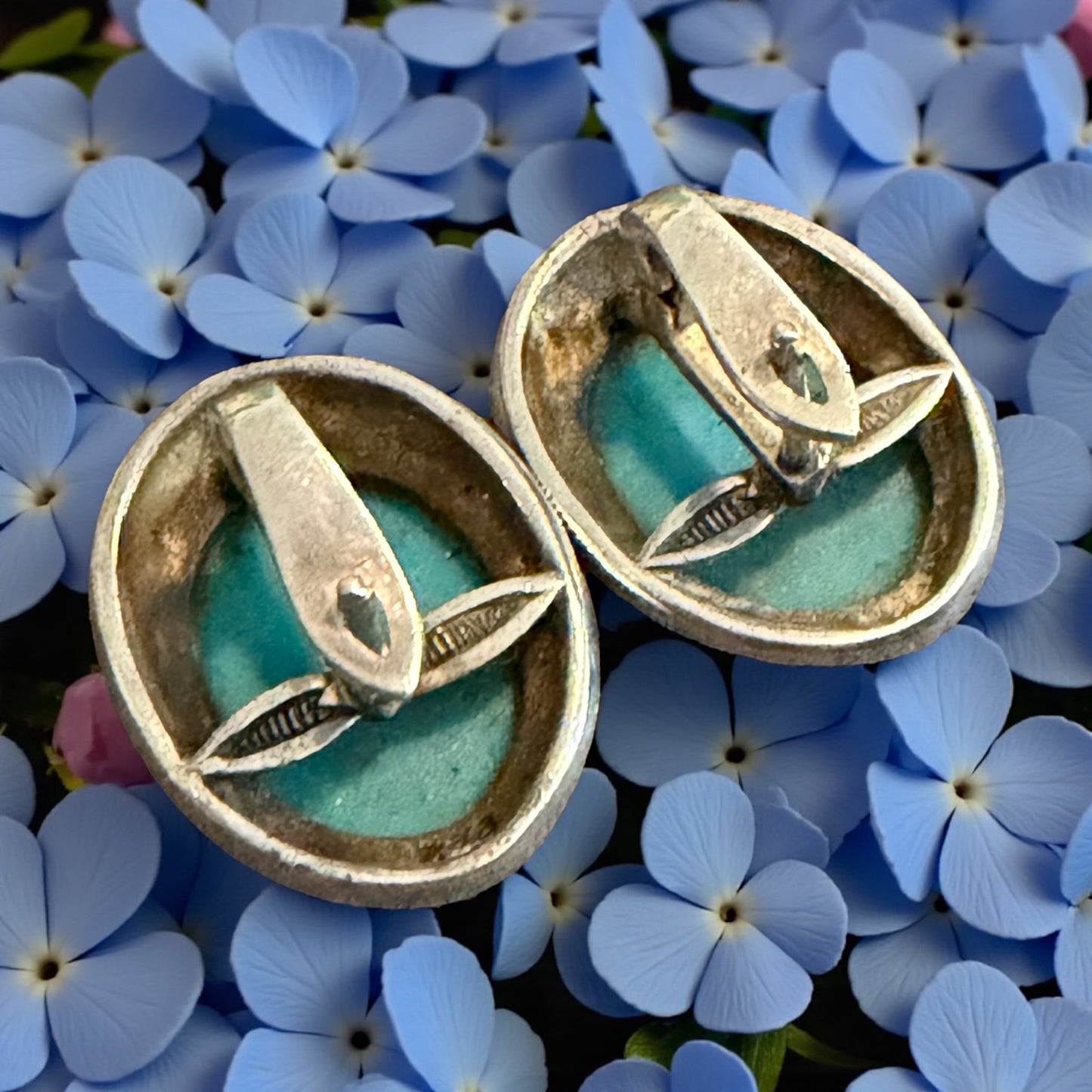 Orecchini in argento, turchese e marcasiti anni ‘60