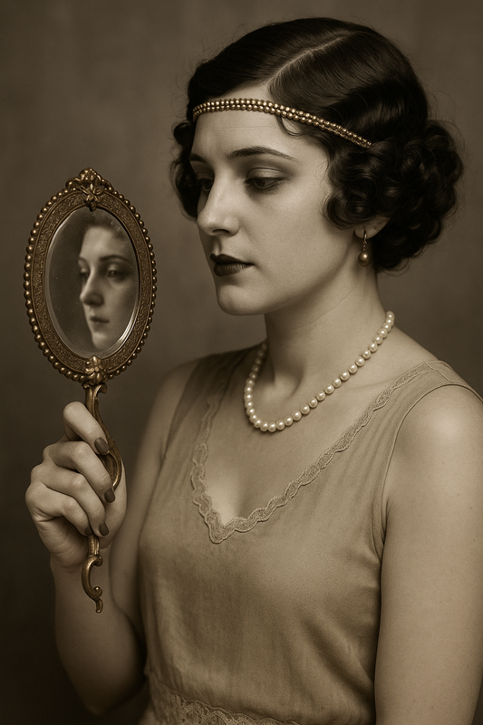 Antico specchio da mano al mercurio, fine ‘800 finemente lavorato