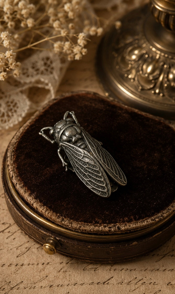 Spilla gioiello liberty cicala placcata argento