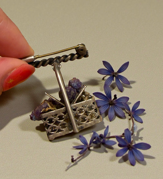 Spilla in argento traforato e Agata botroidale, anni 40-50