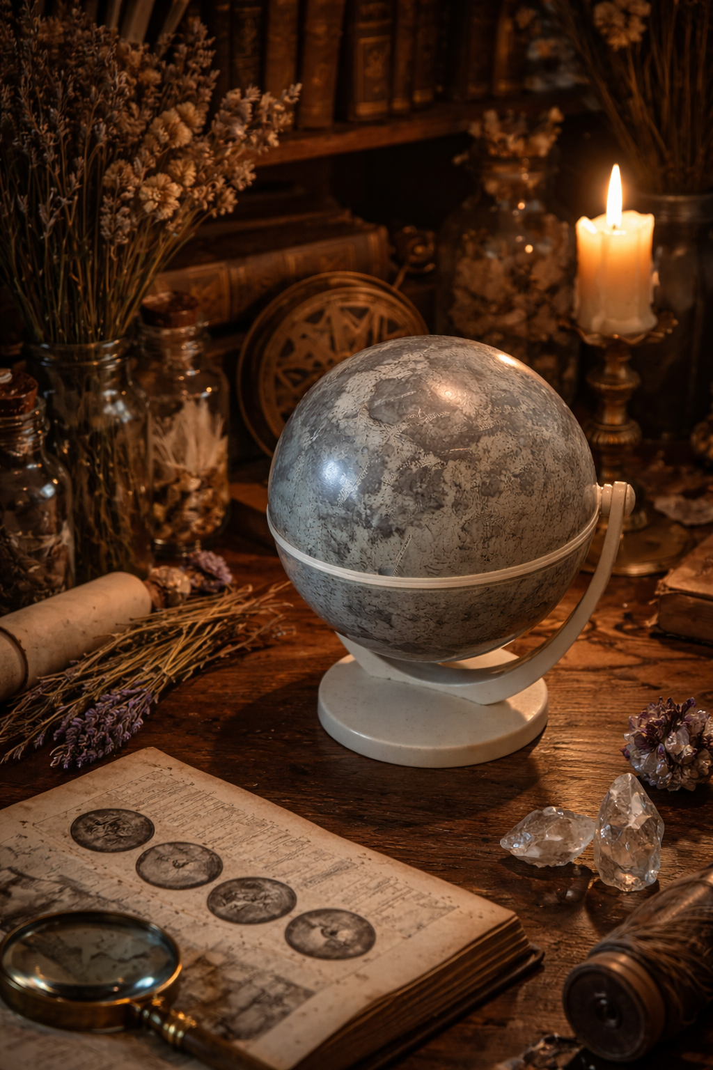 Globo lunare vintage rotante da studio / didattico