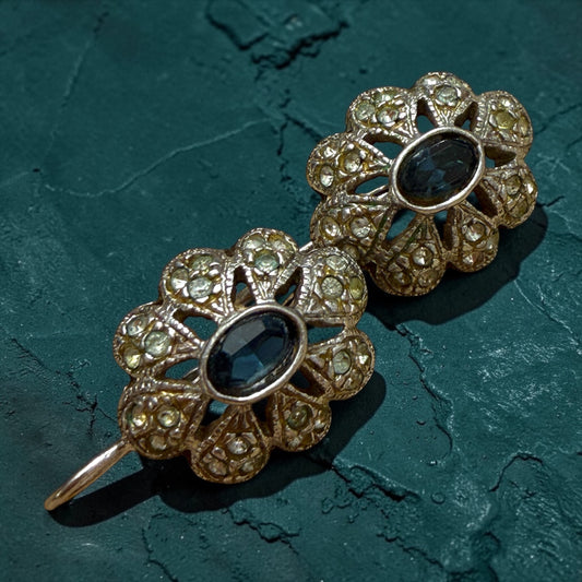 Orecchini a monachina con cristalli, argento 925 manifattura italiana vintage