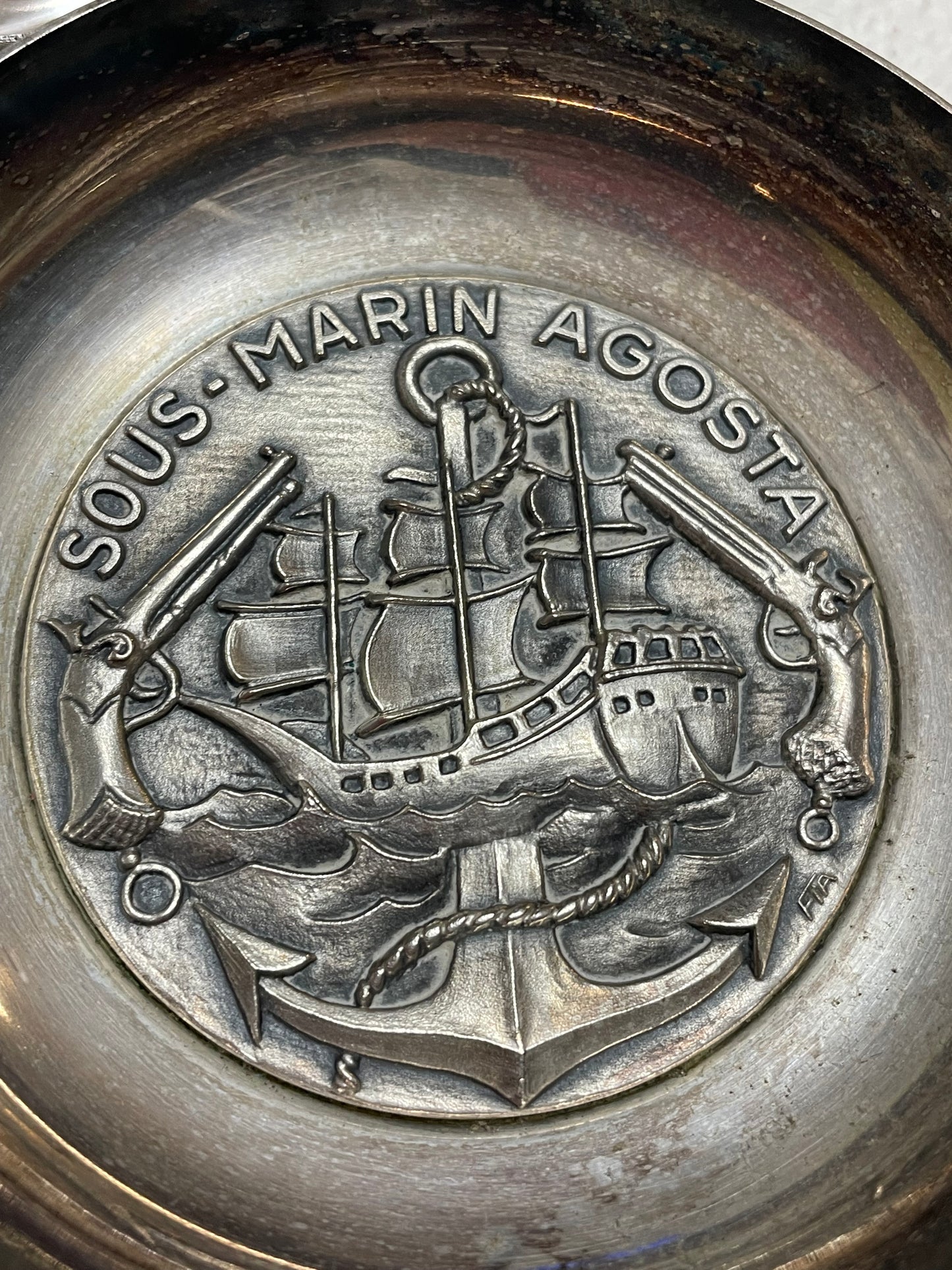 Coppia taste-vin francesi commemorativi del varo del sottomarino Agosta