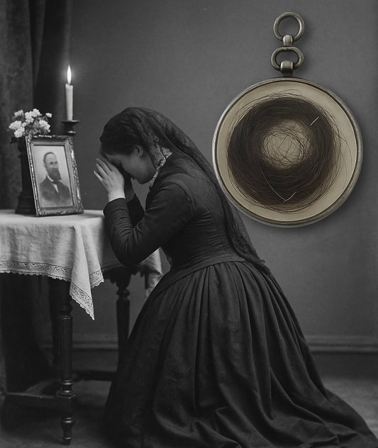 Medaglione da lutto gioiello vittoriano con capelli