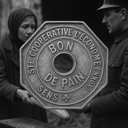 Gettone per il pane da razionamento, ca 1915-1925, francese