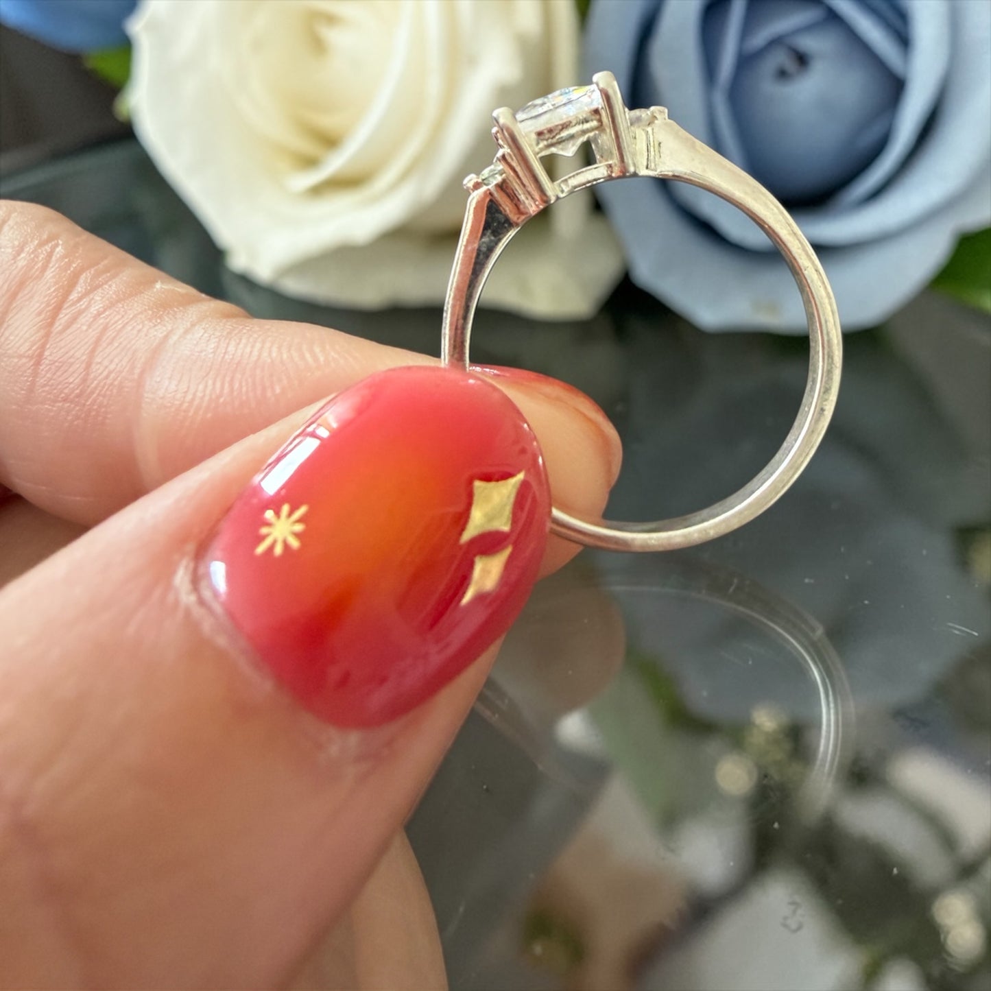 Anello trilogy in argento con zirconia cubica e taglio princess, fine ‘900