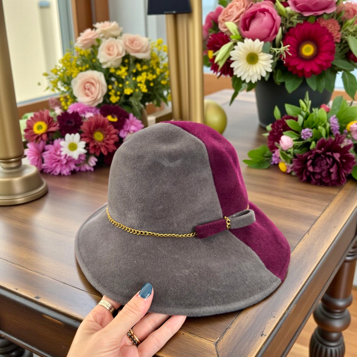 Cappello Marone 1881 feltro bicolor prugna & antracite