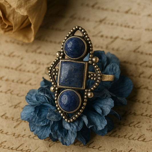 Anello vintage argento 925 con lapis, anni ‘70
