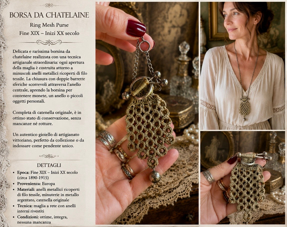 Ring mesh purse da chatelaine di fine ‘800, pezzo raro