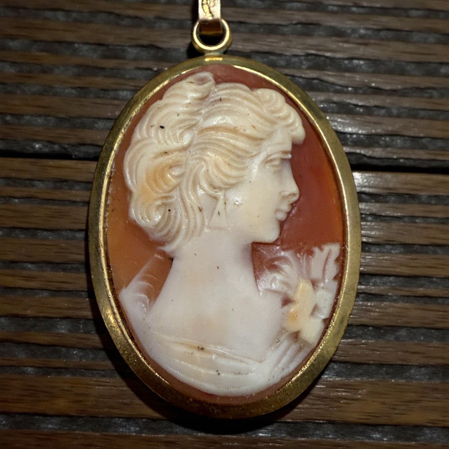 Cammeo in conchiglia primo ‘900 placcato oro