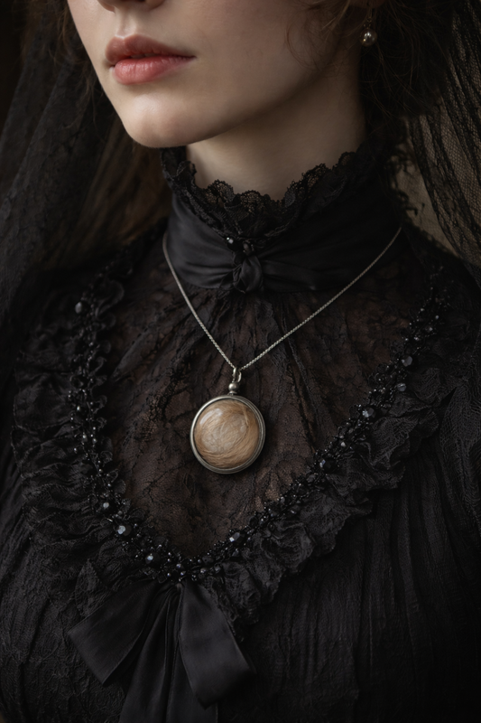 Pendente vittoriano hairwork gioiello da lutto