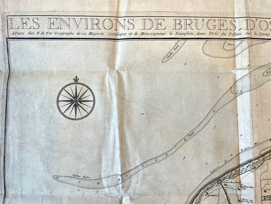 Mappa antica Fiandre (Ostenda, Bruges e polder) par Nicolas De Fer 1709