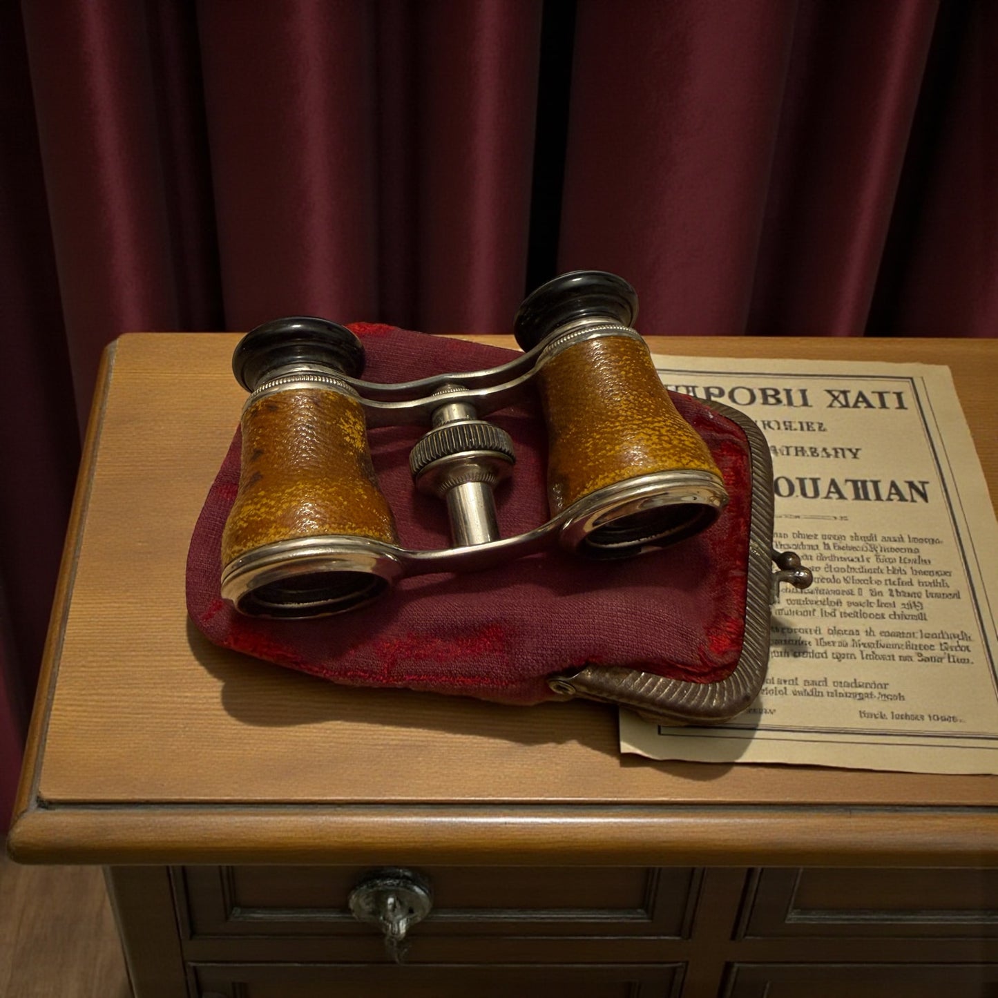 Antico binocolo da opera fine ‘800 primo ‘900 con custodia originale