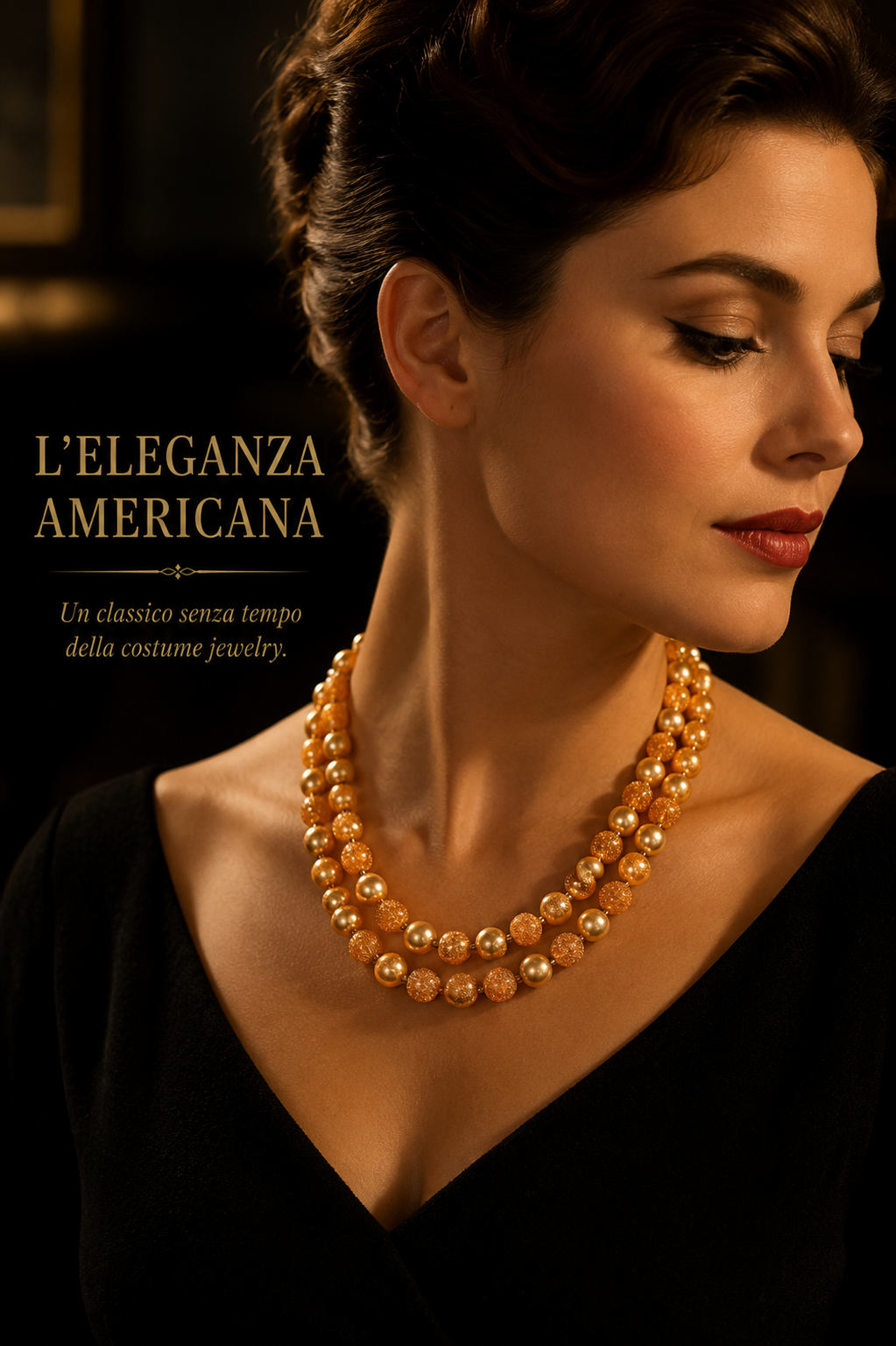 Collana costume jewellery made in USA doppio filo degradé con sugar beads