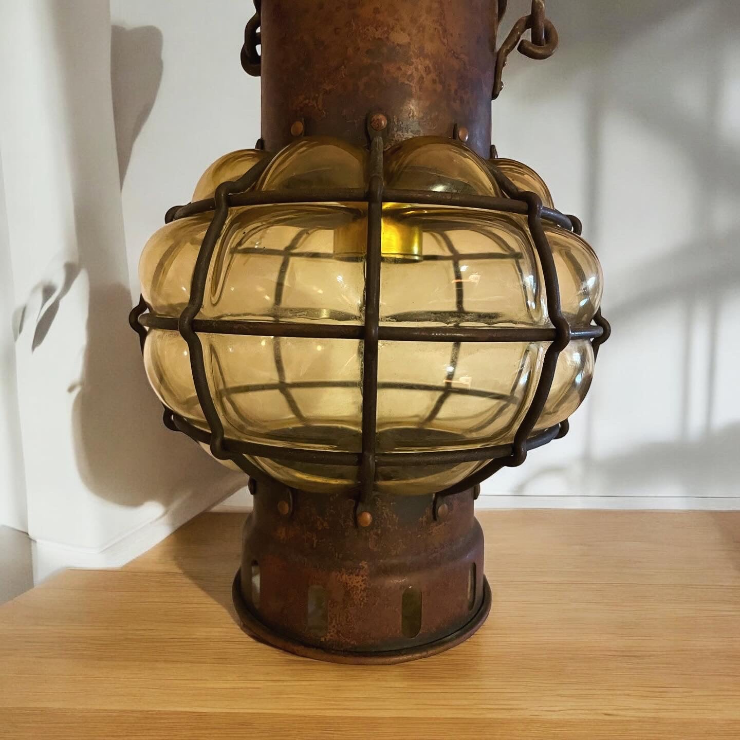 Yellow curved glass lantern