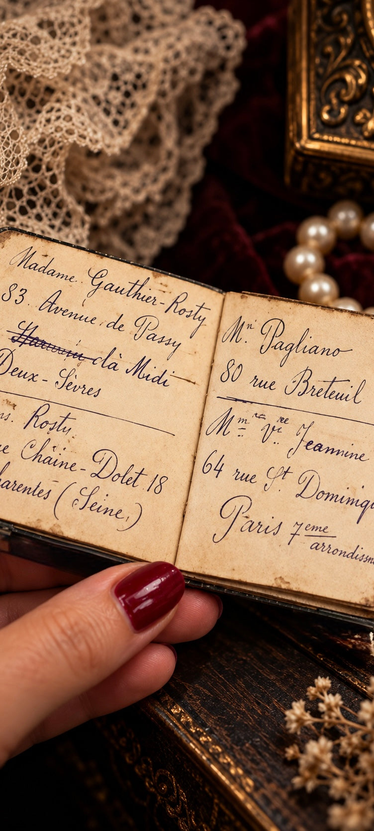 Antico Carnet de Bal Liberty con decorazione bifacciale e note private