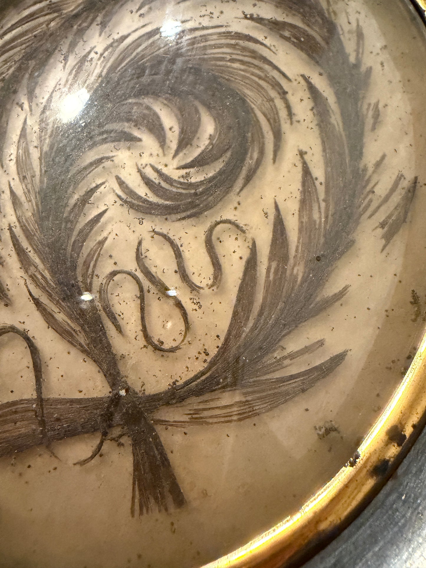 Quadro sentimentale con capelli, hair work vittoriano