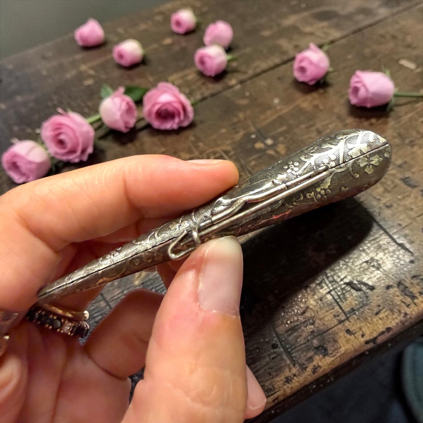 Tussy mussy da corsage placcato argento, fine ‘800 - primo ‘900
