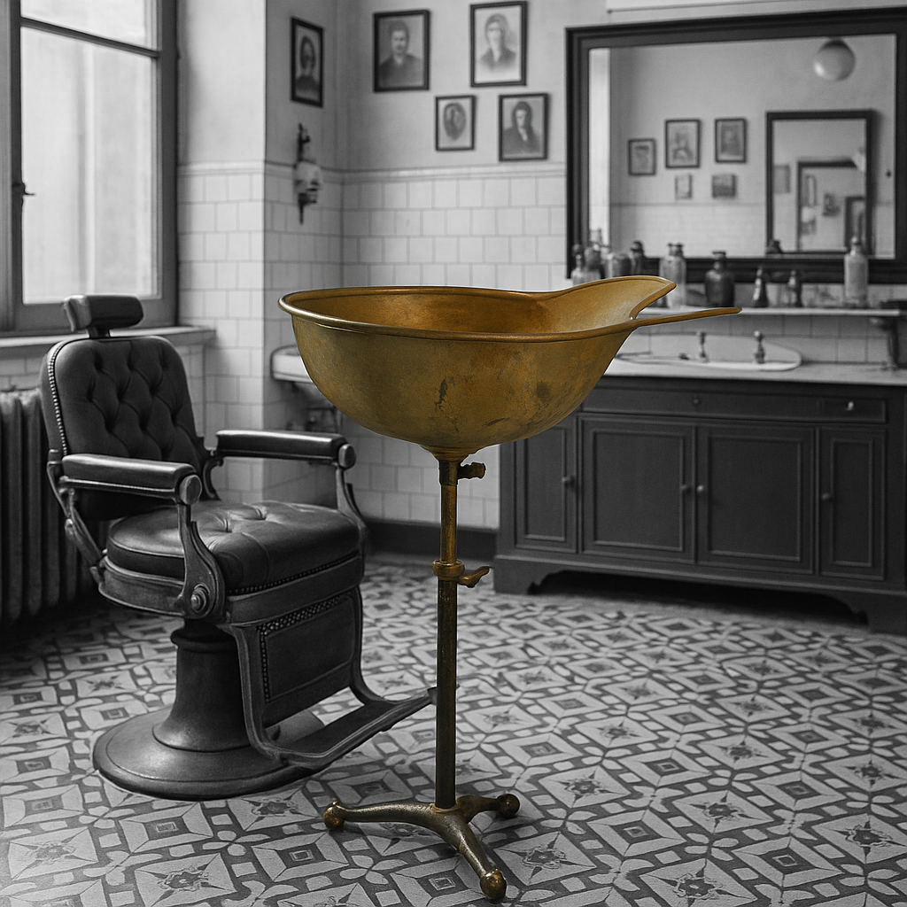 Antico lavatesta pezzo unico da salone barbiere d’epoca francese, anni ‘20 - ‘30