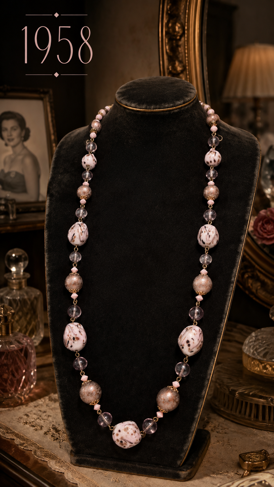 Splendida collana in vetri artistici di Murano palette del rosa, anni ‘50 - ‘60
