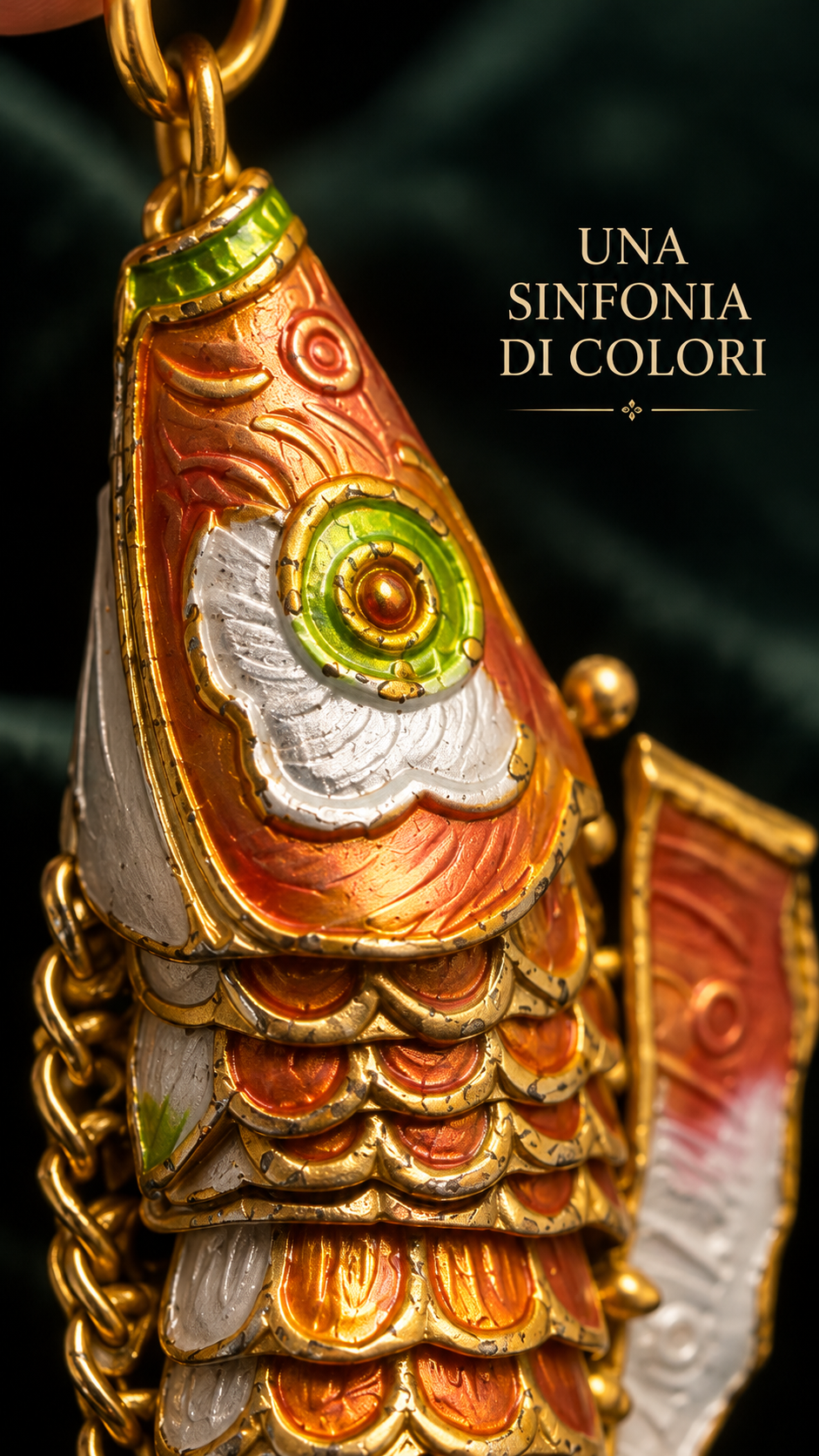 Pesce gioiello vintage pendente ciondolo snodato