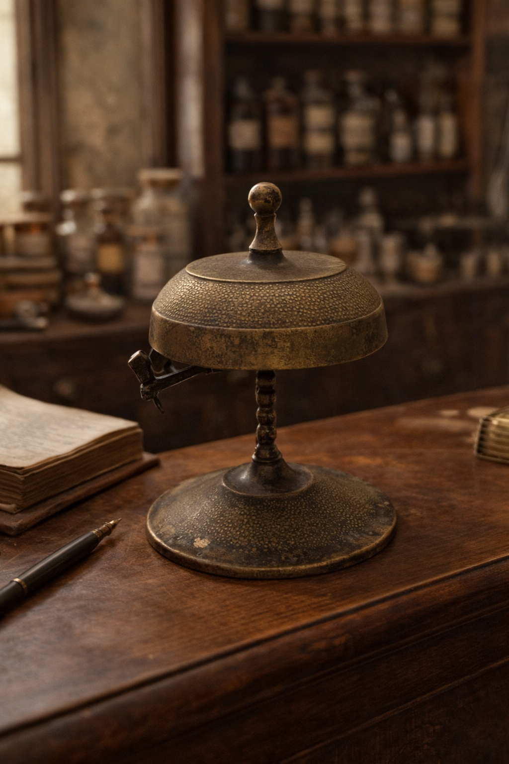 Antico campanello da banco di Farmacia francese, fine ottocento primo 900