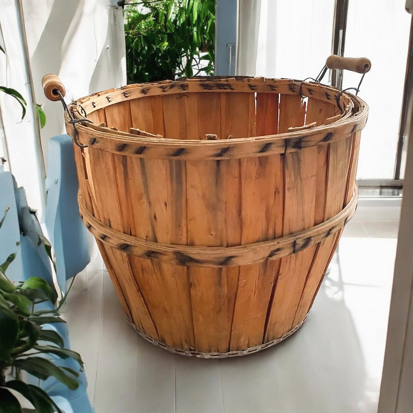 Large antique French basket with handles