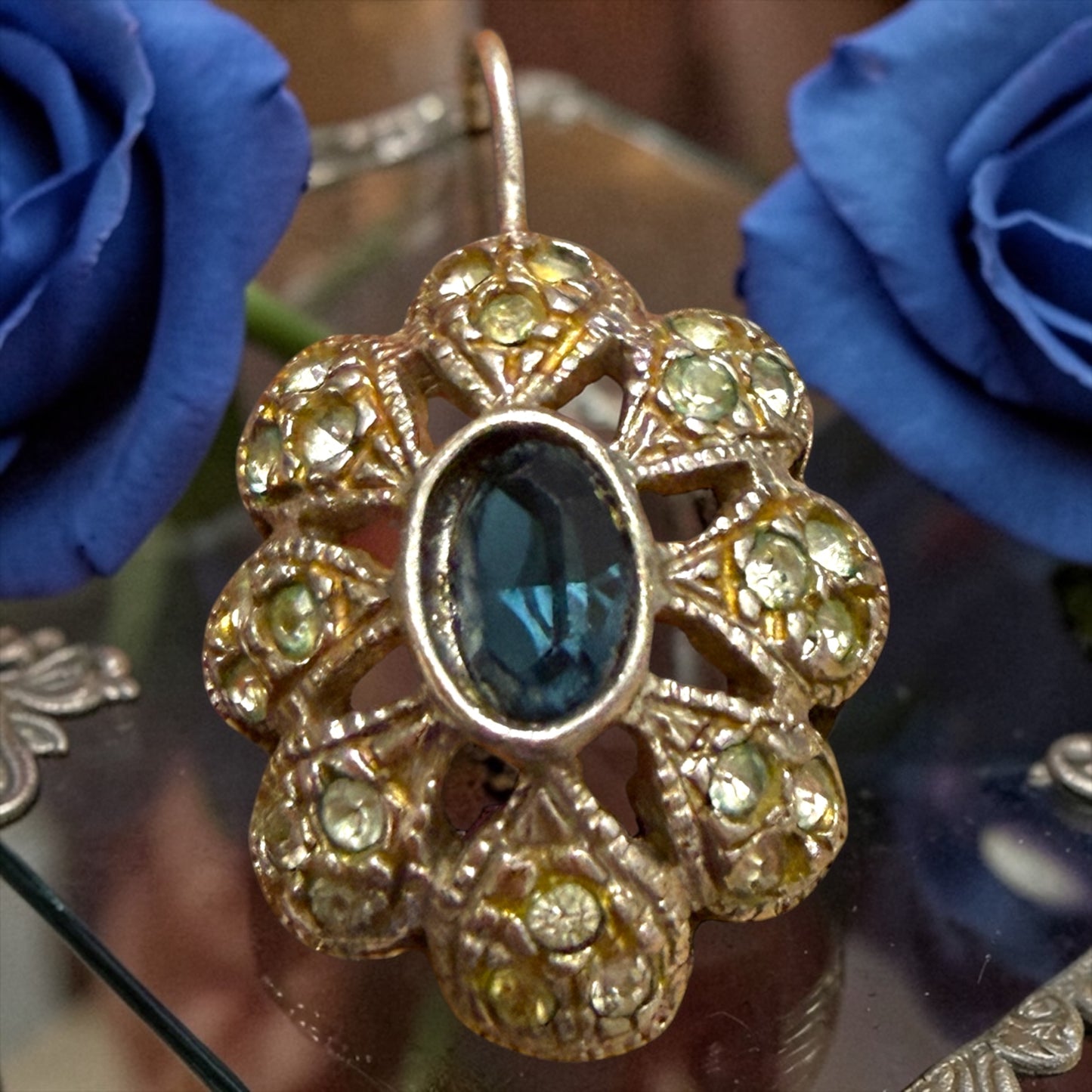 Orecchini a monachina con cristalli, argento 925 manifattura italiana vintage