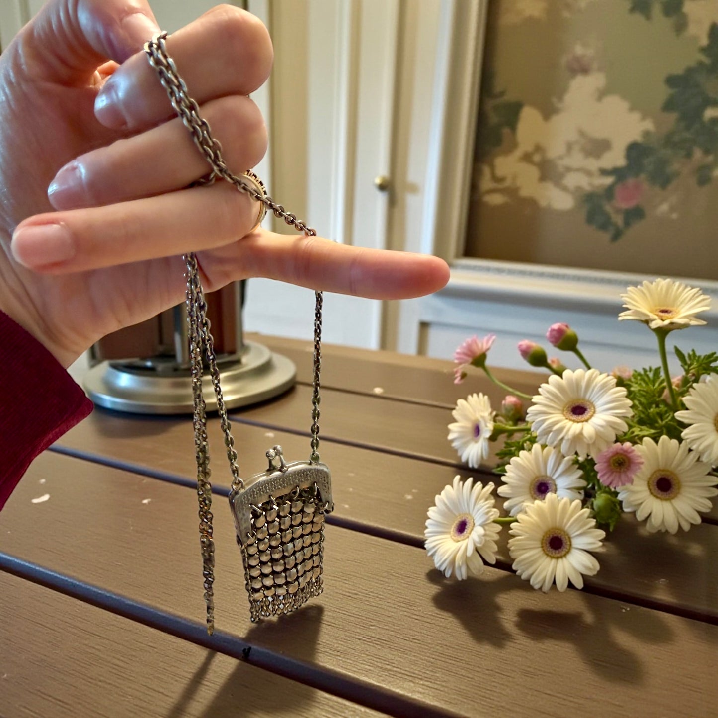 Antica Collana con porta monete argentato, anni ‘20