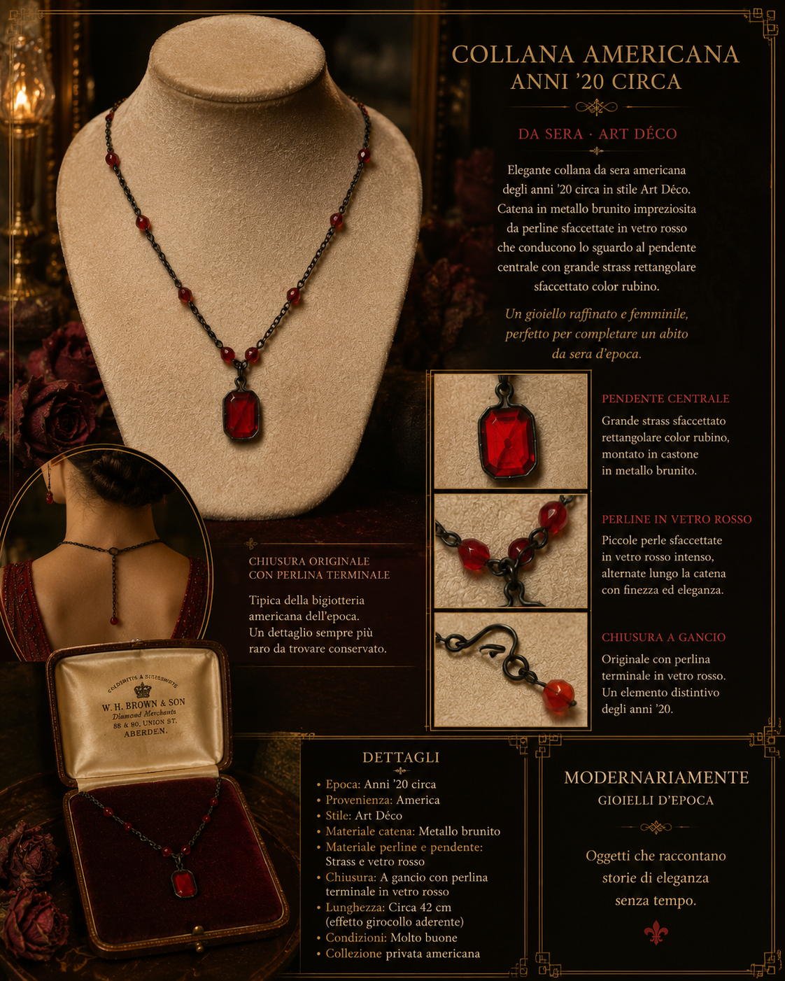 Collana da sera art déco americana originale anni ‘20