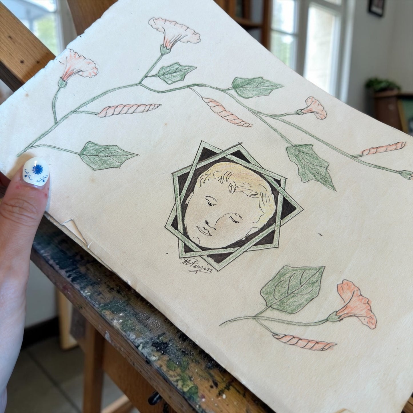 Lotto maison d’art: libro prospettiva fine ‘800, album da disegno e pastelli d’epoca