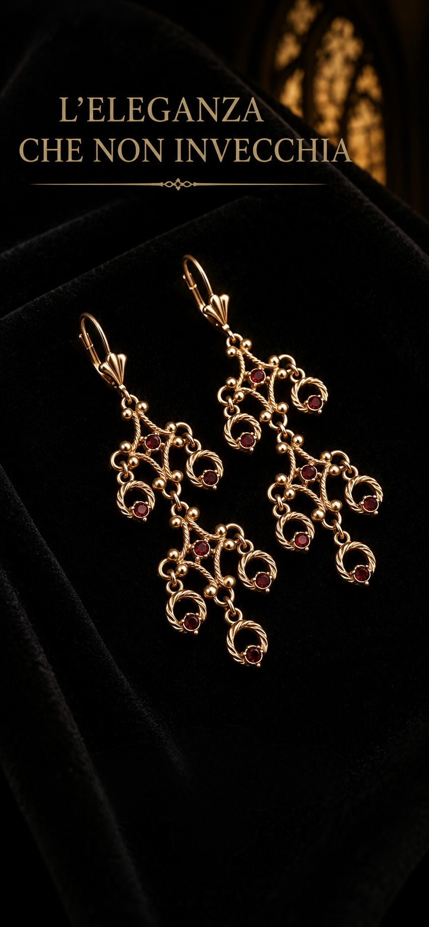 Orecchini chandelier anni ‘50 - ‘60 neogotici con cristalli Boemi