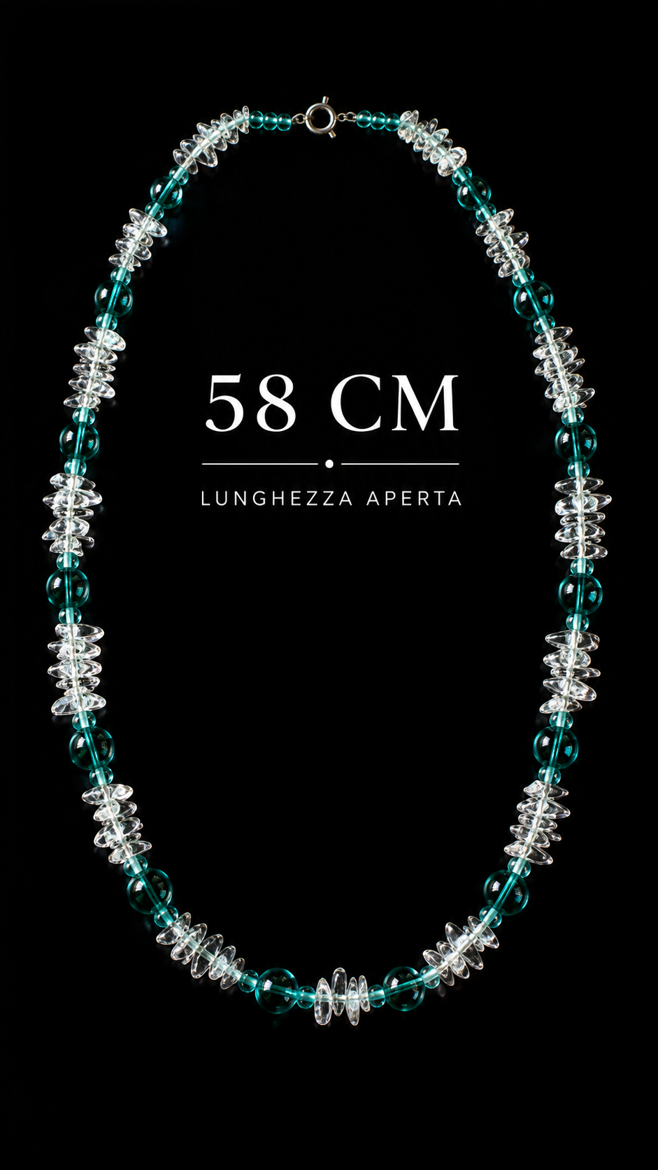 Parure collana e orecchini coordinati in chips di vetro, anni 70-80