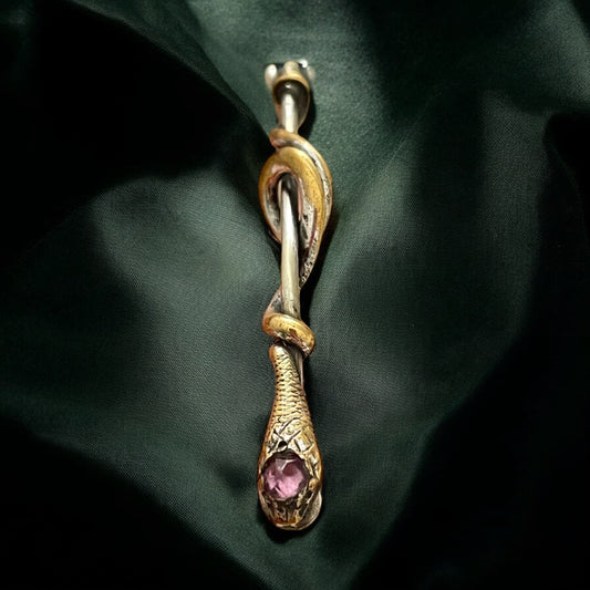 Gioiello liberty argent vermeil, spilla serpente con custodia