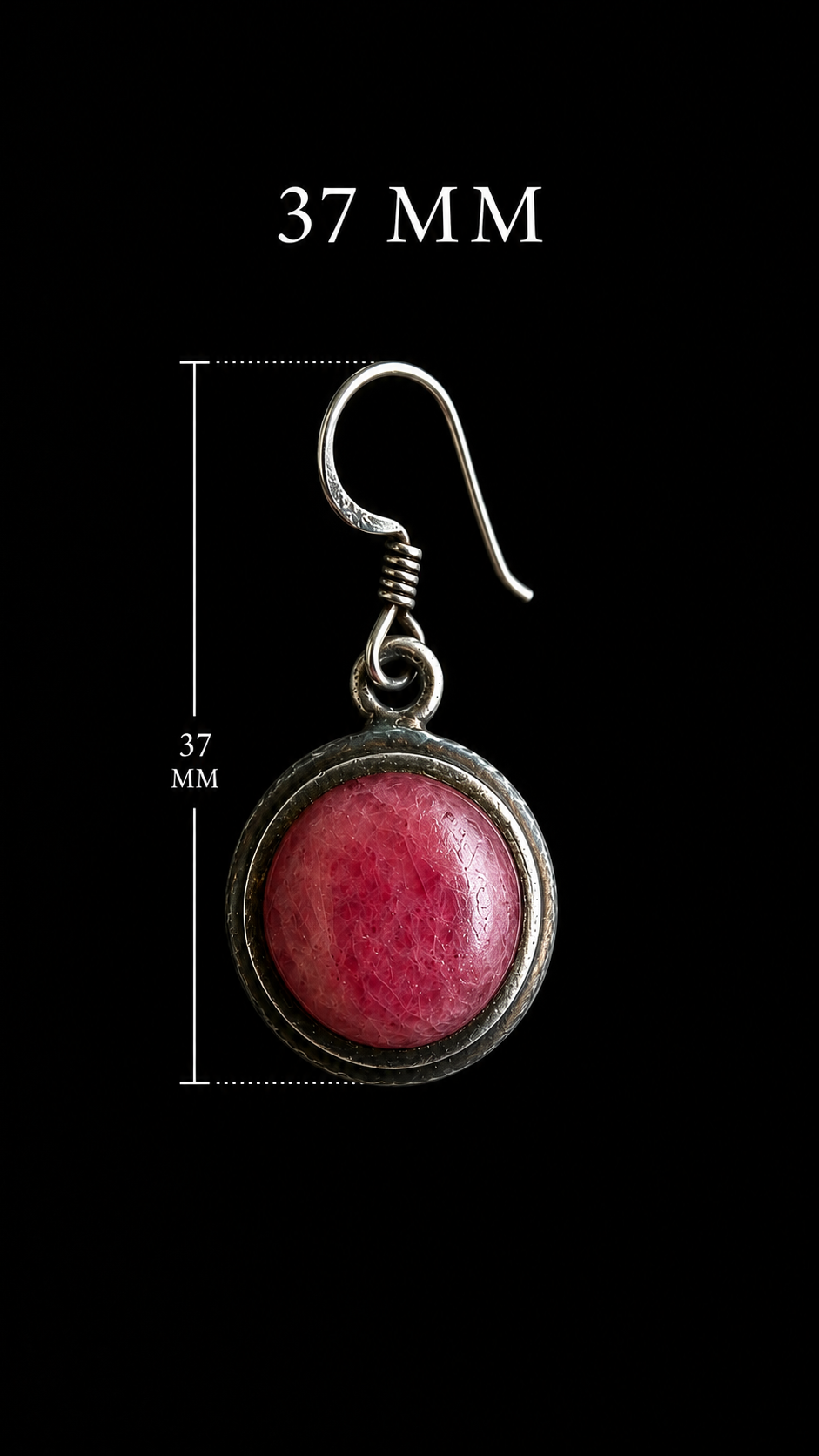 Orecchini pendenti in argento e cabochon di rodonite