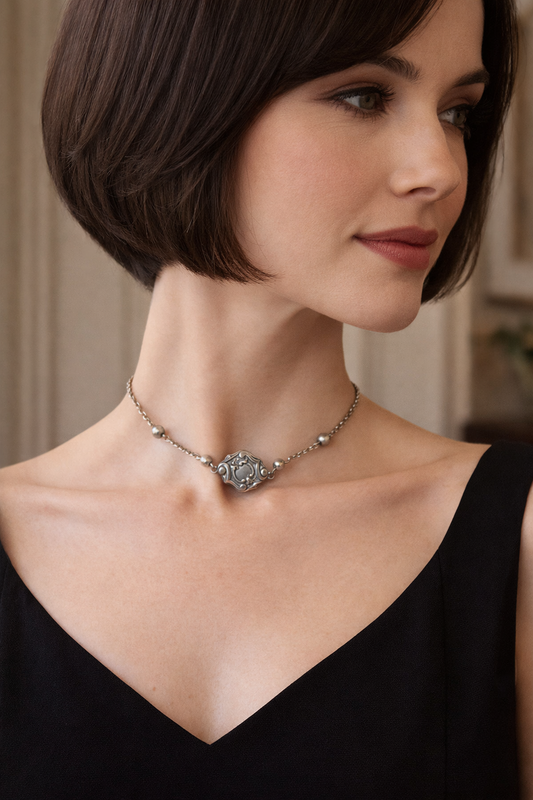 Collana girocollo con breloque d’argento da panciotto di fine ‘800