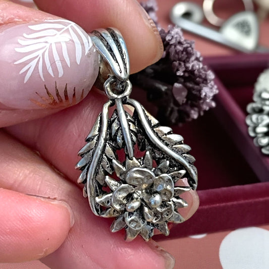 Pendente in argento 925, tedesco, stella alpina Edelweiss