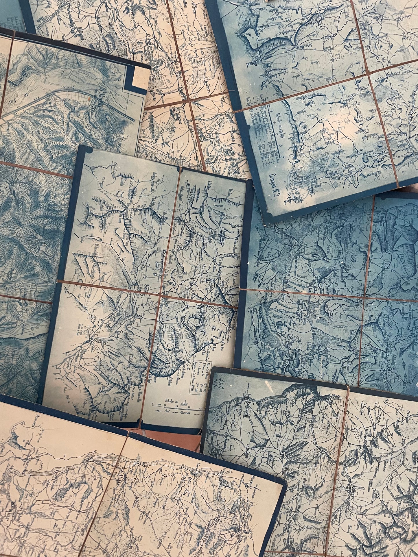 Lotto mappe francesi militari Stato Maggiore fine ‘800 frontiera Italia - Francia