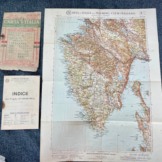 Carta geografica del territorio di Fiume e di Pola, 1941 Bertarelli Touring Club
