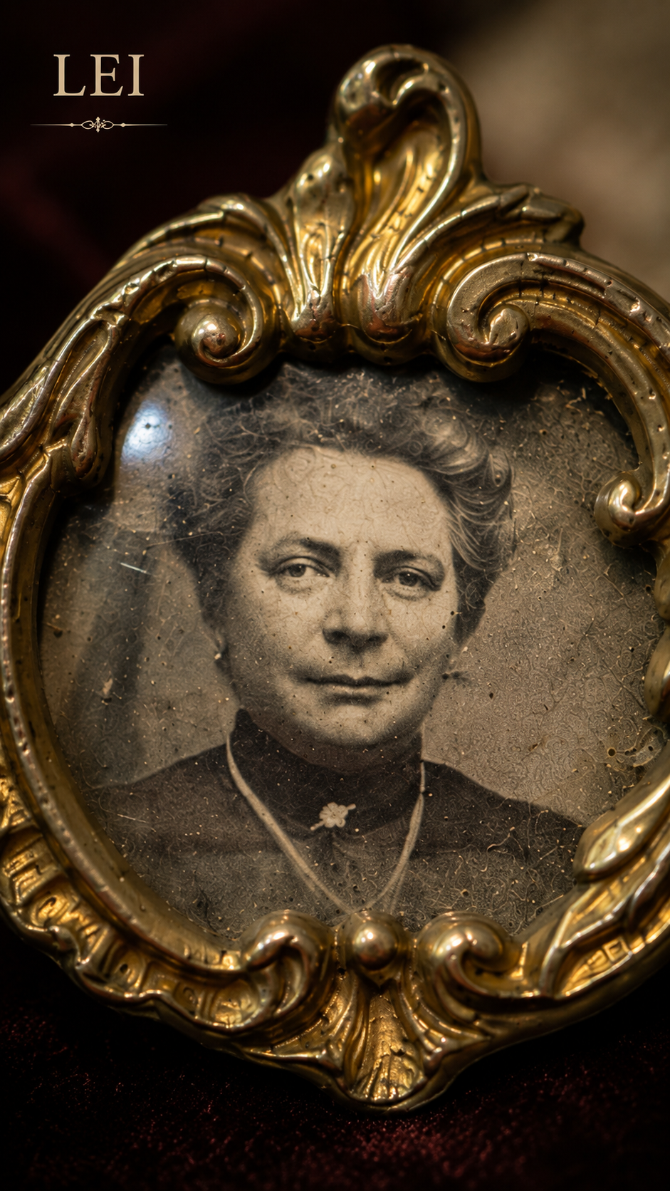 Antica spilla doppia “da memoria” fine ‘800 placcata in oro ORIA