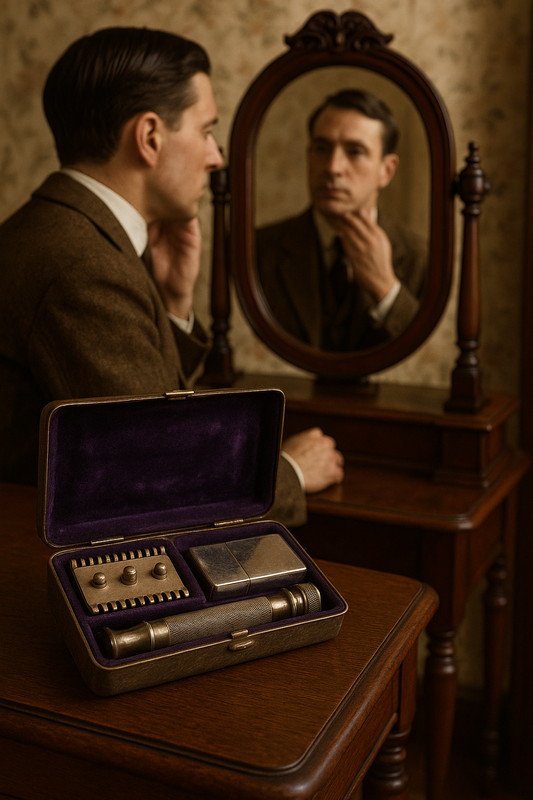 Set rasoio Gillette Old Type anni ‘20 in custodia da viaggio