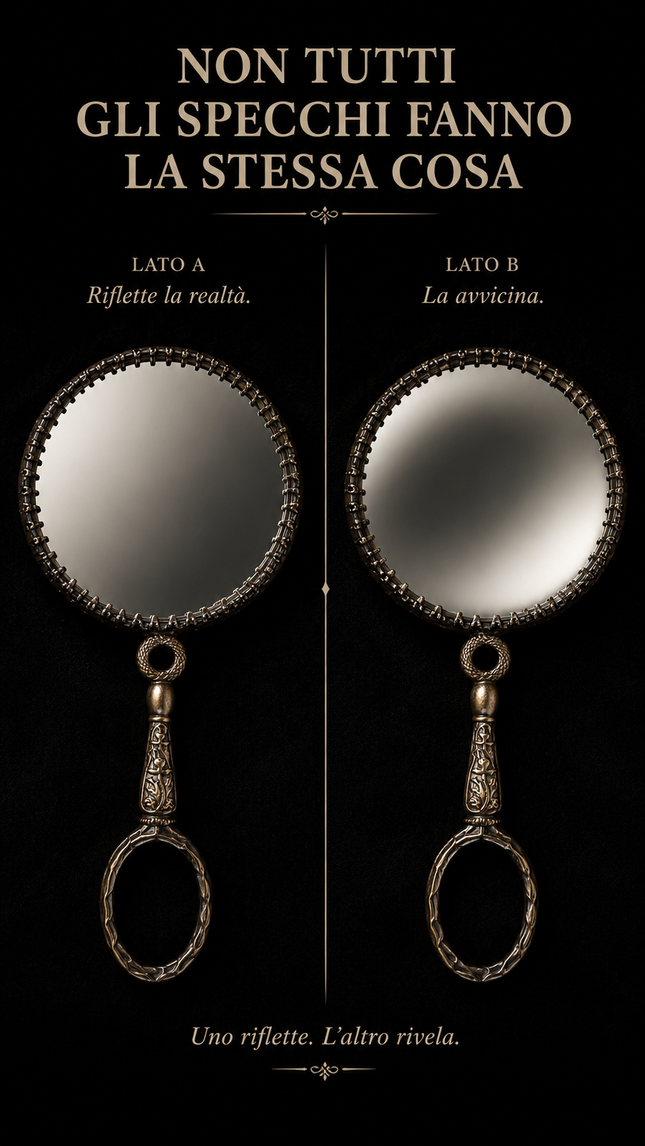 Specchio gioiello da borsetta anni ‘60 bifacciale con lato ingrandente
