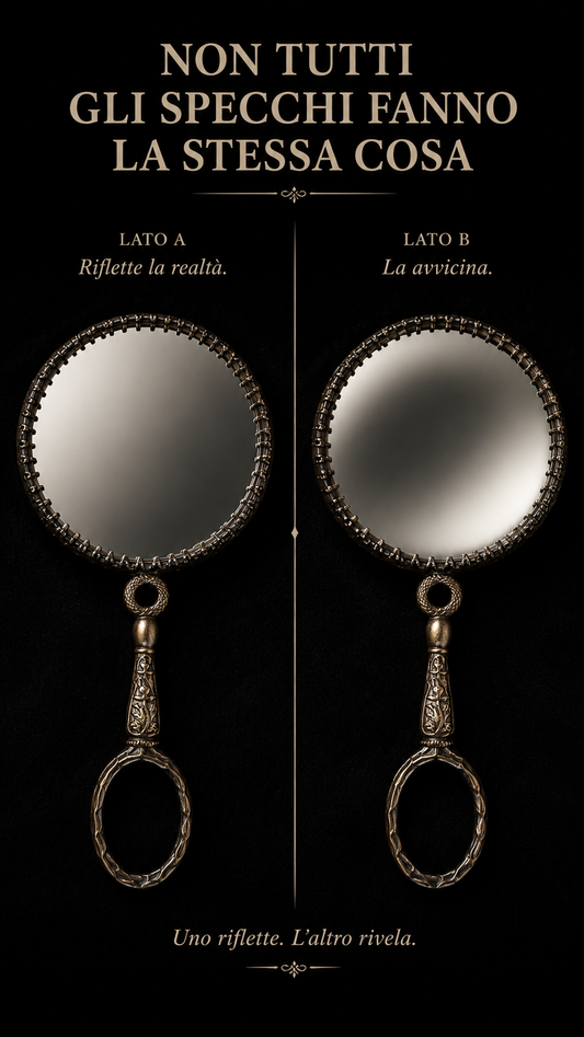 Specchio gioiello da borsetta anni ‘60 bifacciale con lato ingrandente